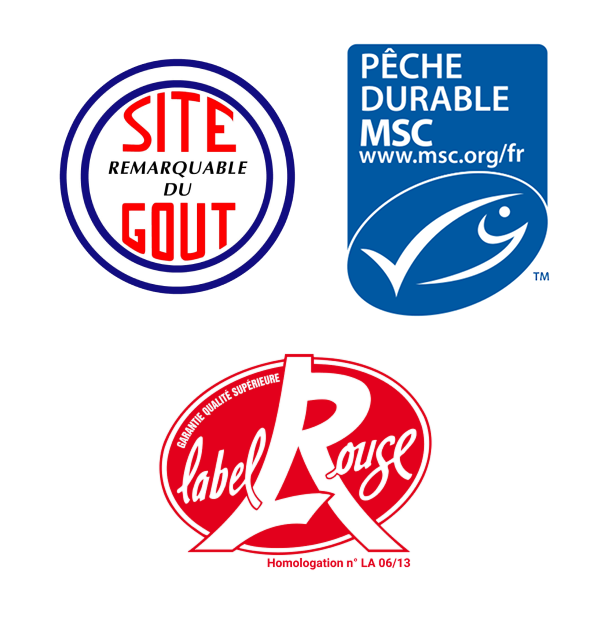 Logos Sites Remarquables du Goût, MSC Pêche Durable et Label Rouge